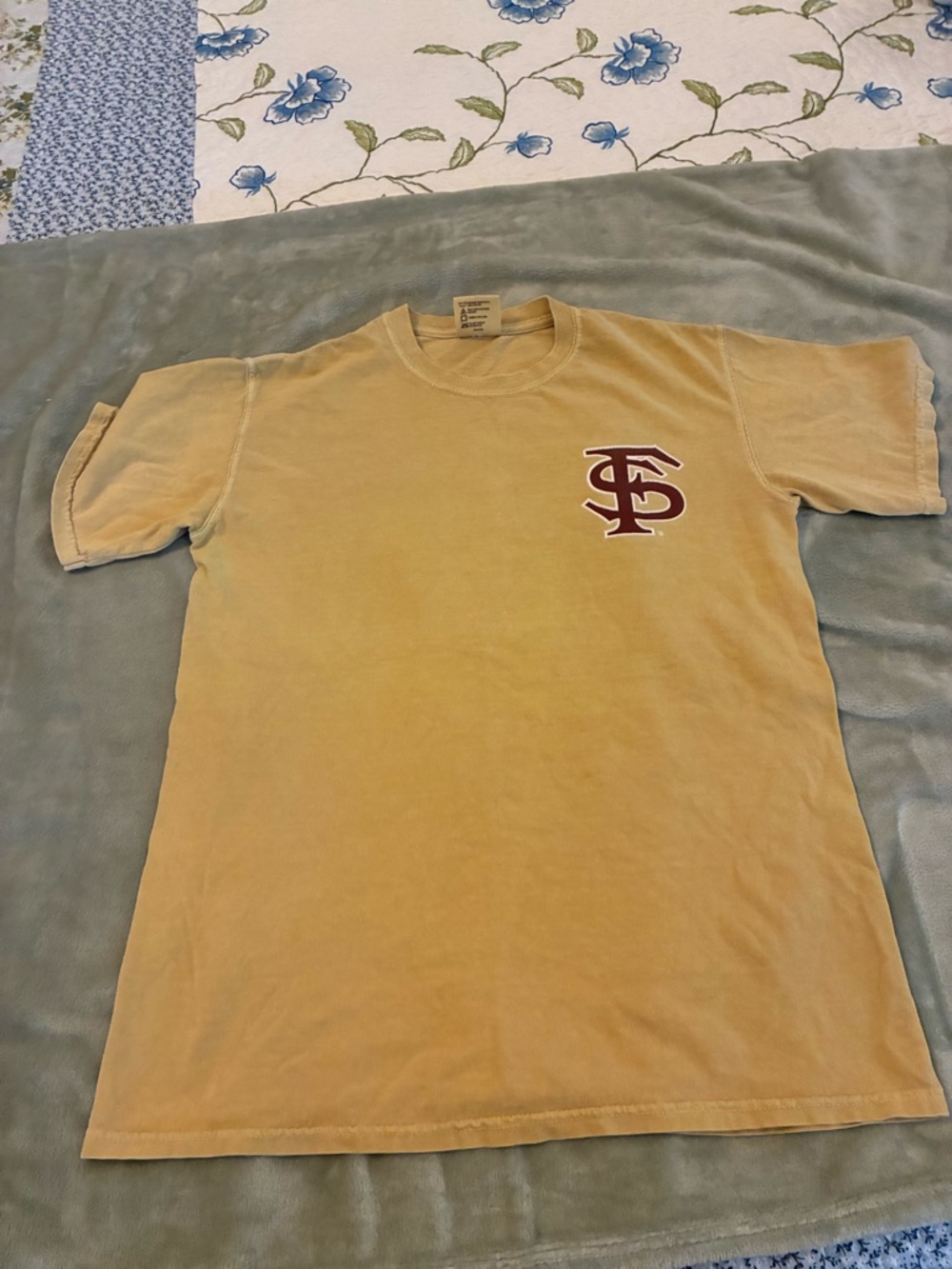 Comfort Colors Vintage-inspired Mustard Short Sleeve T-Shirt with Chest Logo